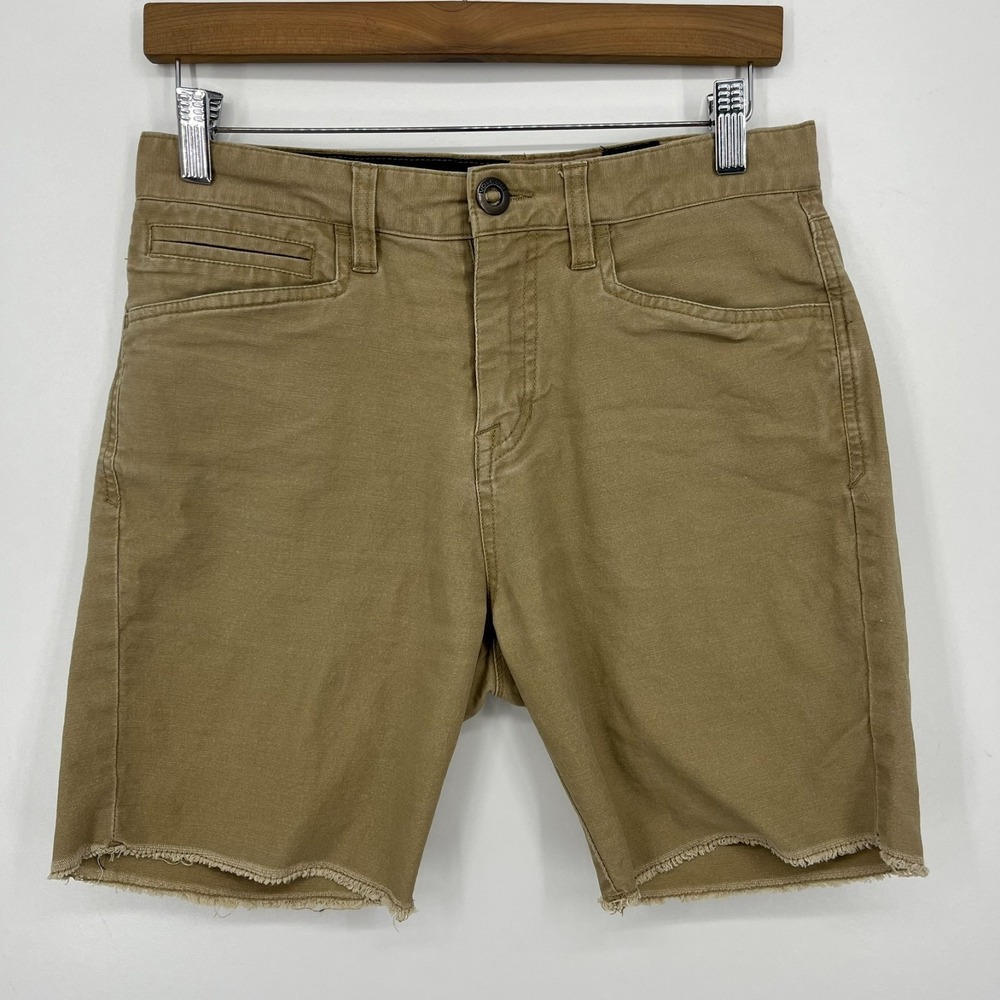 Volcom Chino Shorts Men's Size 28 Brown Flat Front Cotton Cutoff Skater